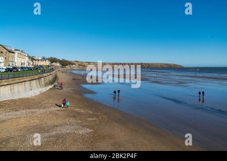 Filey Bay Strand, North Yorkshire Küste, England, Großbritannien Stockfoto