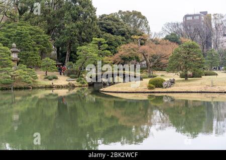 Rikugien Garten (sechs Gedichte Garten), schöner japanischer Landschaftsgarten in Tokio, Japan Stockfoto