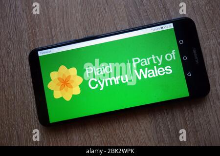 Plaid Cymru politischen Partei Logo auf Smartphone angezeigt Stockfoto