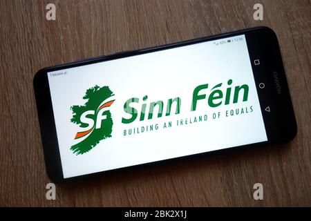 Sinn Fein Irish republican political Party Logo auf Smartphone angezeigt Stockfoto