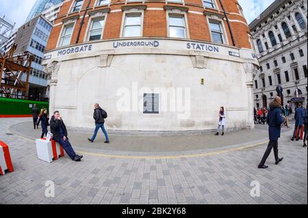 Denkmal für die Toten bei Morrgate Accident, U-Bahnstation Moorgate, London Stockfoto