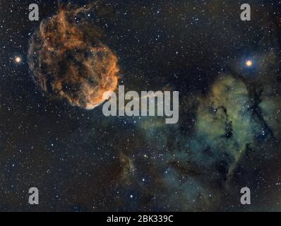 IC443 der Quallen-Nebel, ein Supernova-Überrest in Zwillinge Stockfoto