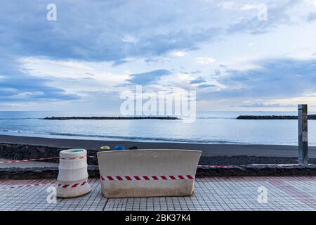 Leere Strände in den touristischen Gebieten von Costa Adeje, Teneriffa, Kanarische Inseln, Spanien Stockfoto