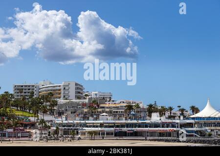 Leere Strände in den touristischen Gebieten von Costa Adeje, Teneriffa, Kanarische Inseln, Spanien Stockfoto