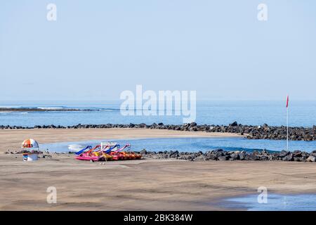 Leere Strände in den touristischen Gebieten von Costa Adeje, Teneriffa, Kanarische Inseln, Spanien Stockfoto