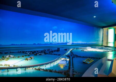 Diorama der Shanghai Maglev Route in der Maglev in der Longyang Road Museum Kopfbahnhof. Stockfoto