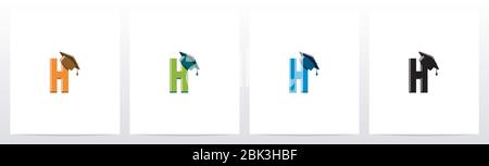 Graduierung Hut auf Letter Logo Design H Stock Vektor