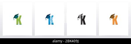 Graduierung Hut auf Letter Logo Design K Stock Vektor