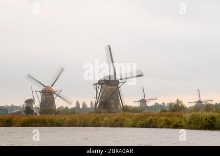 UNESCO-Weltkulturerbe Windmühlen, Kinderdjik, Nordholland, Niederlande Stockfoto