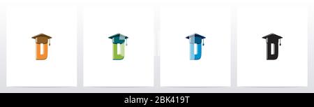 Graduierung Hut auf Letter Logo Design D Stock Vektor