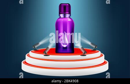 Mock-up-Illustration der Desinfektionsflasche auf abstraktem Hintergrund Stock Vektor
