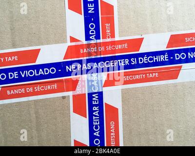 Sicherheitsband für Packungen Versand, Frankreich Stockfoto