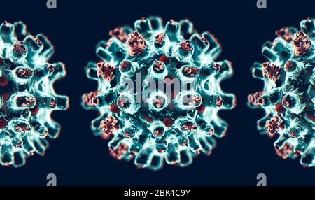 3D-Darstellung von Infektionsviren und Bakterien.Coronavirus COVID-19 Stockfoto