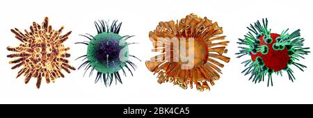 3D-Darstellung von Infektionsviren und Bakterien.Coronavirus COVID-19 Stockfoto