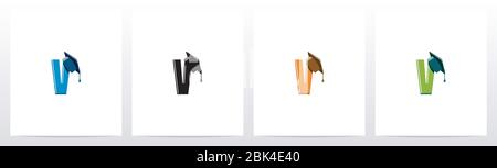 Graduierung Hut auf Letter Logo Design V Stock Vektor