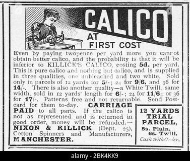 Alte Zeitungsdruckkleidung / Bekleidungswerbung aus viktorianischen Zeiten - vor dem Anbruch der Werbestandards. Stockfoto