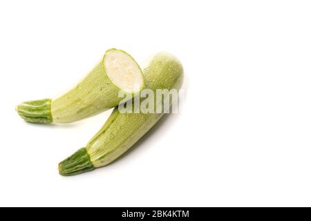 Kürbis Gemüsemarrow Zucchini isoliert auf weißem Hintergrund mit copysoace als Paket Design-Element Stockfoto