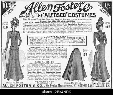 Alte Zeitungsartikel Kleidung / Kleidung Werbung aus viktorianischen Zeiten - vor dem Anbruch der Werbung Standards. Werbung für alte Kleidung, Werbung für alte Kleidung. Stockfoto