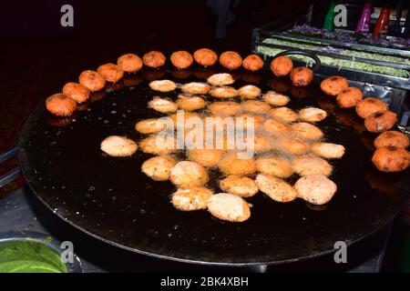 Berühmte Pavbhajis Blick auf einen Wagen auf dem Markt Stockfoto