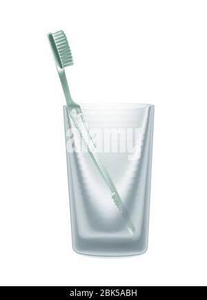 Zahnbürste in einem Glas, farbige Röntgenstrahlung. Stockfoto