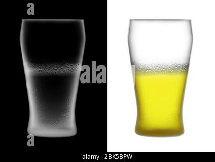 Pint Bier halb voll, farbige Röntgenstrahlung. Stockfoto