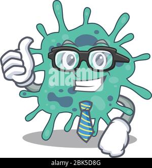 Ein elegantes Shigella boydii Geschäftsmann Maskottchen Design trägt Brille und Krawatte Stock Vektor