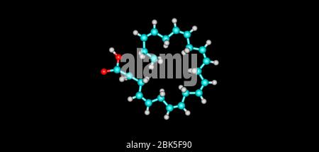 Docosahexaensäure oder DHA ist eine Omega-3-Fettsäure, die eine primäre strukturelle Komponente des menschlichen Gehirns, der Großhirnrinde, der Haut und der Netzhaut ist. 3d Stockfoto