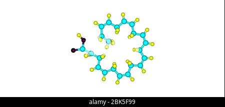 Docosahexaensäure oder DHA ist eine Omega-3-Fettsäure, die eine primäre strukturelle Komponente des menschlichen Gehirns, der Großhirnrinde, der Haut und der Netzhaut ist. 3d Stockfoto