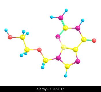 Acyclovir (INN, BAN, Aciclovir) ist ein analoges antivirales Guanosin-Medikament. Es wird in erster Linie für die Behandlung von Herpes-Simplex-Virus-Infektion verwendet Stockfoto