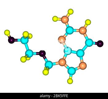 Acyclovir (INN, BAN, Aciclovir) ist ein analoges antivirales Guanosin-Medikament. Es wird in erster Linie für die Behandlung von Herpes-Simplex-Virus-Infektion verwendet Stockfoto