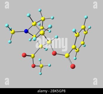 Kokain ist ein Tropan-Alkaloid, das aus den Blättern der Kokapflanze gewonnen wird Stockfoto