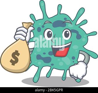 Rich Shigella boydii Cartoon-Design hält Geldbeutel Stock Vektor