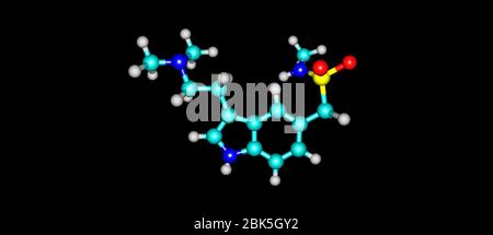 Sumatriptan ist ein Medikament zur Behandlung von Migräne und Cluster-Kopfschmerzen. 3d-Darstellung Stockfoto