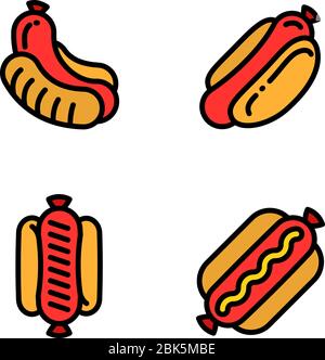 Hot Dog-Symbole gesetzt. Umriss Satz von Hot Dog Vektor-Symbole für Web-Design isoliert auf weißem Hintergrund Stock Vektor