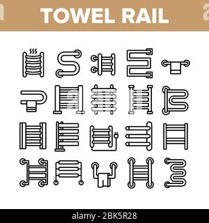 Beheiztes Handtuch Rail Collection Icons Set Vektor Stock Vektor
