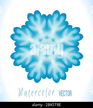 Set von Schneeflocken, Fraktale oder Mandalas ideal für weihnachten oder ethnische Verwendung. Handgezeichnete Aquarelldarstellung. Bunte Vektor Schneeflocke isoliert auf w Stock Vektor