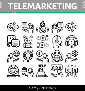 Telemarketing Sale Collection Symbole Set Vector Stock Vektor
