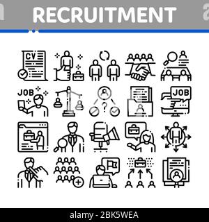 Symbole Für Mitarbeiter Für Personalbeschaffung Und Forschung Setzen Vektor Stock Vektor
