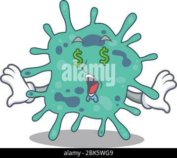 Rich Cartoon Charakter Design von Shigella boydii mit Geld Augen Stock Vektor