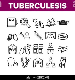 Symbole Für Die Sammlung Von Tuberkulose-Erkrankungen Set-Vektor Stock Vektor