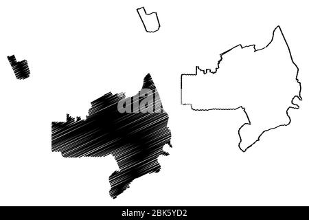 Salihorsk Stadt (Republik Weißrussland, Weißrussland oder Weißrussland, Minsk Voblast) Karte Vektor Illustration, Skizze Stadt Soligorsk Karte Stock Vektor