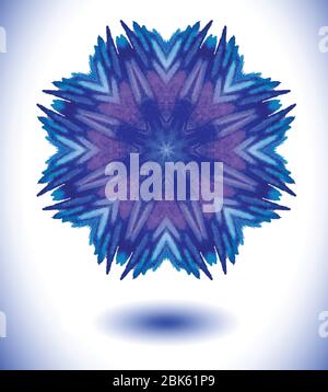 Set von Schneeflocken, Fraktale oder Mandalas ideal für weihnachten oder ethnische Verwendung. Handgezeichnete Aquarelldarstellung. Bunte Vektor Schneeflocke isoliert auf w Stock Vektor