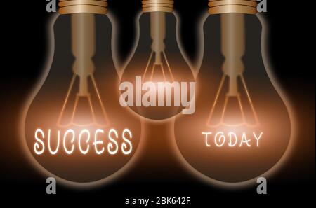 Hinweis zum Erfolg wird geschrieben. Geschäftskonzept zur Erreichung des Ziels gute oder schlechte Ergebnisse des Unternehmens Stockfoto