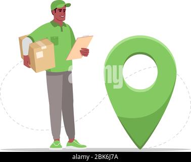 Bestellen Geolocation semi-Flat RGB-Farbvektor Illustration Stock Vektor