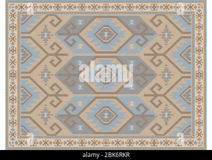 Vintage orientalischen Teppich in Pastelltönen mit beige, blau und Brauntöne Stockfoto