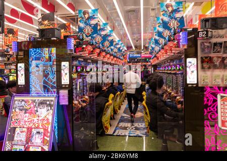 Pachinko-Maschinen in Arcade, Tokio, Japan Stockfoto