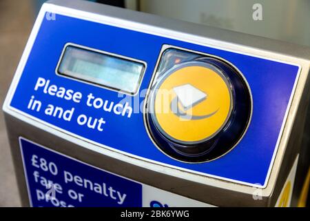 Oyster Card Reader, London, Großbritannien Stockfoto