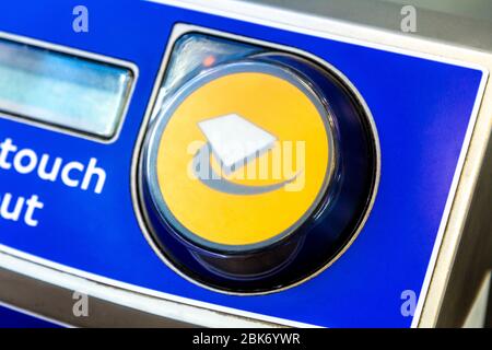 Oyster Card Reader, London, Großbritannien Stockfoto