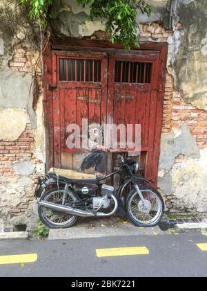 Berühmte Street Art in George Town, Malaysia Stockfoto