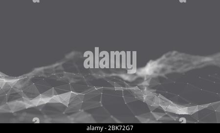 Futuristische Technologie und Wissenschaft abstrakten blauen Hintergrund mit Punkten und Dreiecken. Digitales Hintergrundbild. Konzept der Geschäftspräsentation. Stockfoto